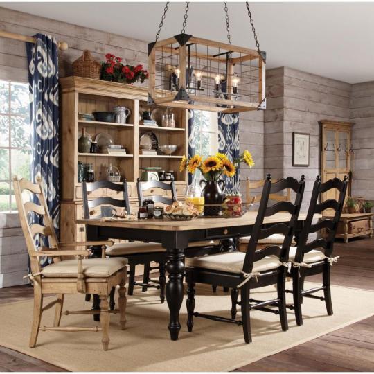 LV HOME etkezo asztal festett fiokos konyha tomorfa butor mediterran provanszi toscana fekete szek nyers natur angolos lampa.jpg